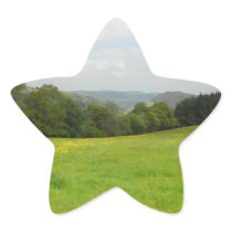 Green meadow. Countryside scenery. Stickers