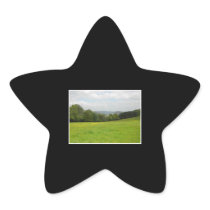 Green meadow. Countryside scenery. Sticker