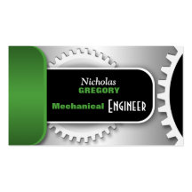 Green Mechanical Engineer Gear Business Cards
