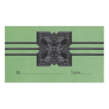 Green Medallion Border Place Card Business Card