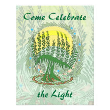 Green Menorah Tree Chanukah Party Invitations