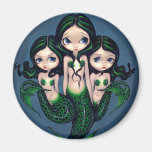 "Green Mermaid Triplets" Magnet magnets