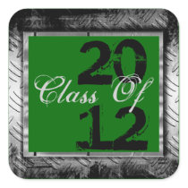 Green & Metal Look Any Year Graduation Stickers