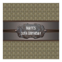 Green Metal Mans 30th Birthday Party Announcement