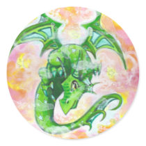 Green Misty Dragon big eye fantasy art stickers