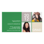 Green modern block class of grad announcement photo card