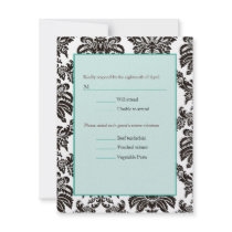 Green Modern Damask wedding RSVP invitations