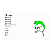 green mohawk skull business card template