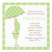 Green Mom To Be Baby Shower Invitations