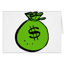 Green moneybag greeting cards