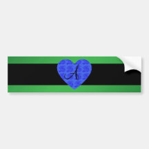 Green monogram blue roses bumper stickers