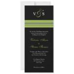 Green Monogram Stripe wedding invitation
