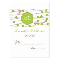 Green Monogram Wedding Table Seating Cards business cards