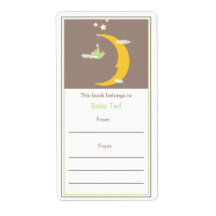 Green Moon and Stars Bookplate Shipping Label