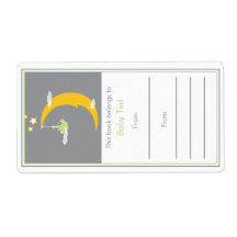 Green Moon and Stars Bookplate Shipping Labels