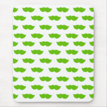 Green Moustaches Mouse Pads