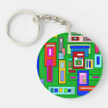 Green Multicolored squares and rectangles Acrylic Key Chain