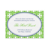 Green navy oval lace preppy wedding reception card business card