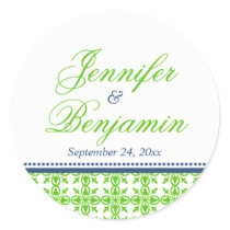 Green navy preppy custom name wedding favour label