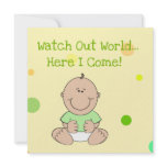 Green Neutral Bald Baby Baby Shower Invitation