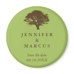 Green oak tree wedding announcement save the date refrigerator magnets