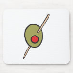 green olive on a toothpick mouse pad