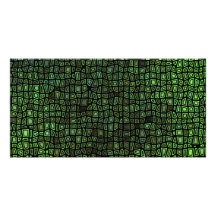 Green on Black Mosaic Pattern Customized Photo Card