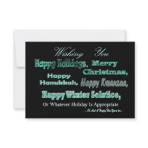 Green on black Multi Holidays Invites