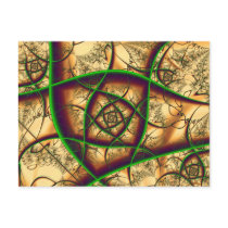 Green On Gold Fractal Fine Art Postcard