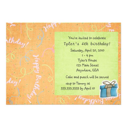 Green & Orange Birthday Invitation