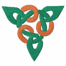 Green & Orange Celtic Irish Knotwork Pattern Embroidered Polo Shirts