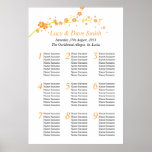 Green & Orange Flower Wedding Table Seating Plan Posters