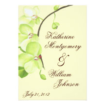 Green orchid wedding invitation