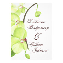 Green orchid wedding invitation
