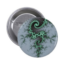 Green Ornament - stylish fractal design Pinback Button