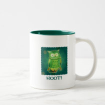 Green Owl 2-Tone Mug(right handle) mugs
