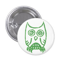 Green Owl Button