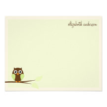 Green Owl Custom Flat Thank You Cards Invite