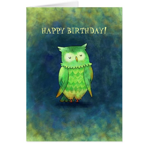 Green Owl Greeting Card(customizable)