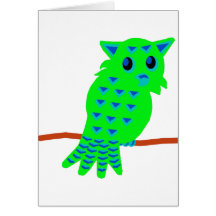 Green Owl Greeting Cards