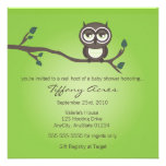 Green Owl Invitation invitations