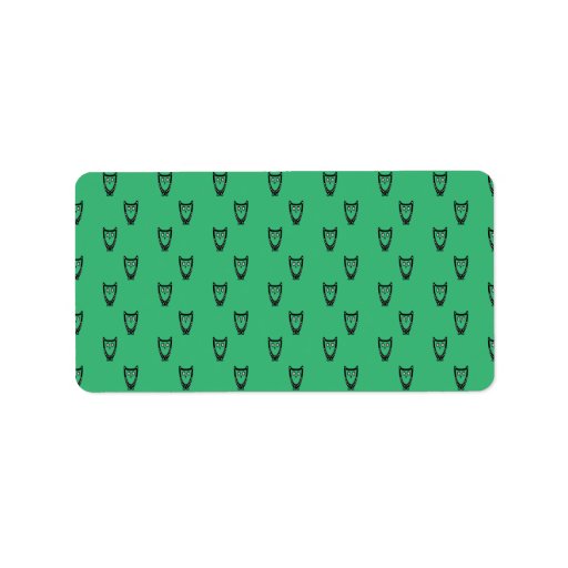 Green owl pattern personalized address labels