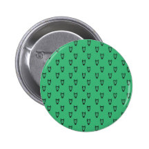 Green owl pattern pinback button