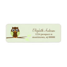 Green Owl Return Address Labels