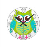 Green Owls Gift Wallclock