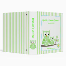 GREEN Owls Mom & Baby Photo Album 3 Ring Binder