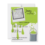 Green Paint Can Kids Birthday Party Invitations