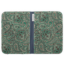Green Paisley Reto Design Kindle Case