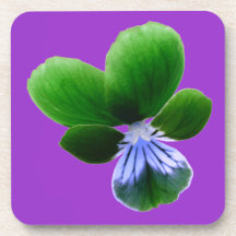 Green Pansy Cork Coaster