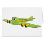 Green Passenger Jet Cartoon Card